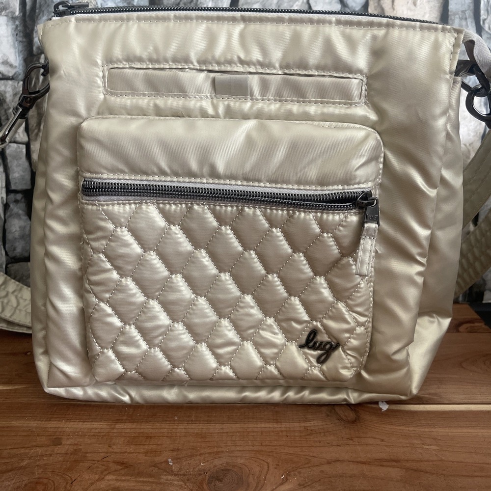 Lug Iridescent Gold Cross Body Purse Tote Bag